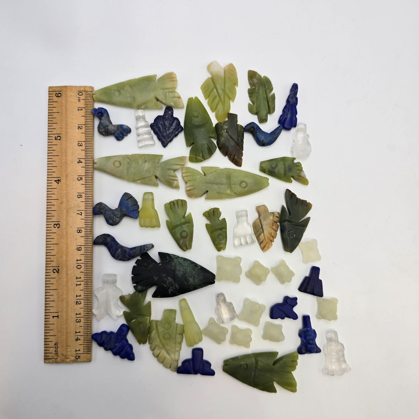 Whispers of the mountain: jade, quartz & lapis pendants lot 41 pcs