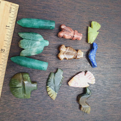 11 pcs vintage lapis lazuli, jade crystal amazonite stone amulets pendants