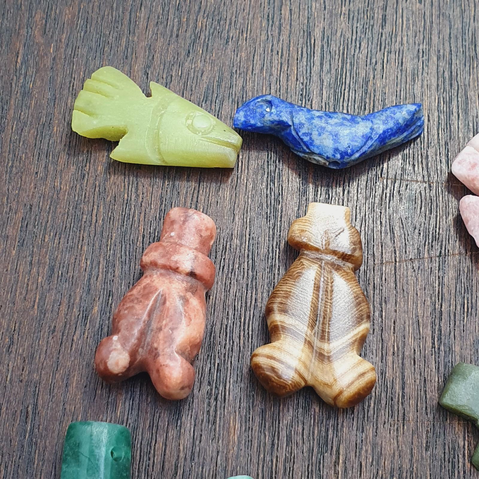 11 pcs vintage lapis lazuli, jade crystal amazonite stone amulets pendants