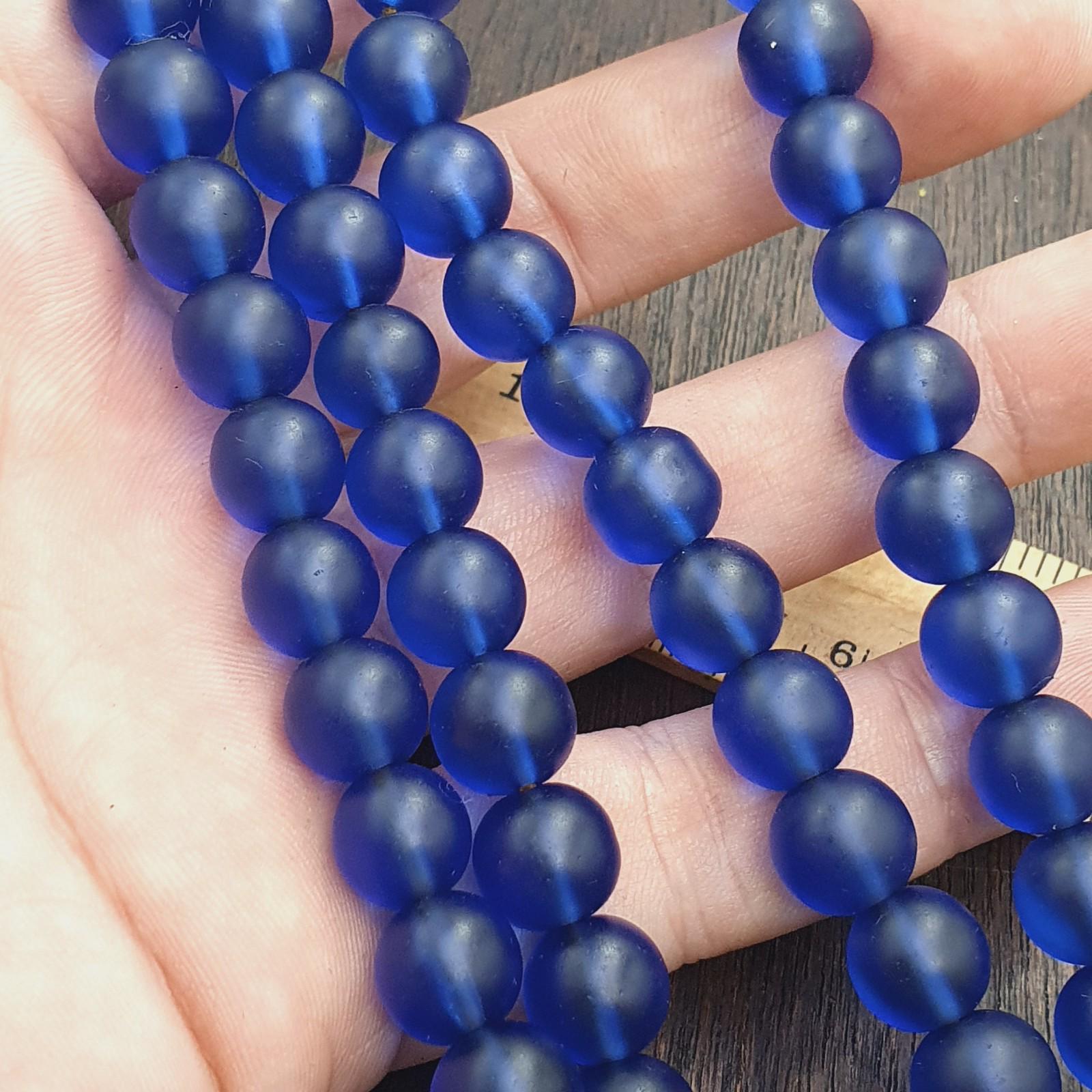 Vintage old african style blue glass beads 10mm beads strand