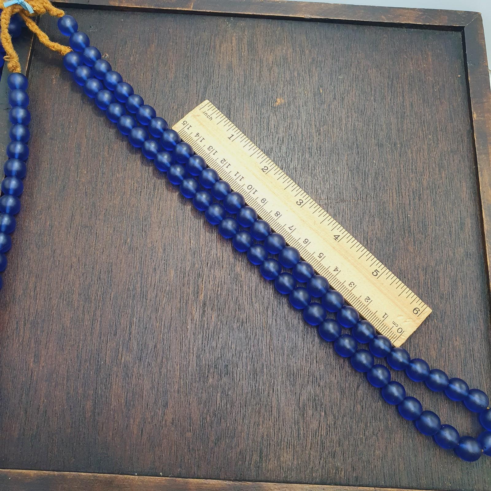 Vintage old african style blue glass beads 10mm beads strand