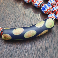 Handmade Chevron Glass Beaded Necklace, Black Floral Pendant