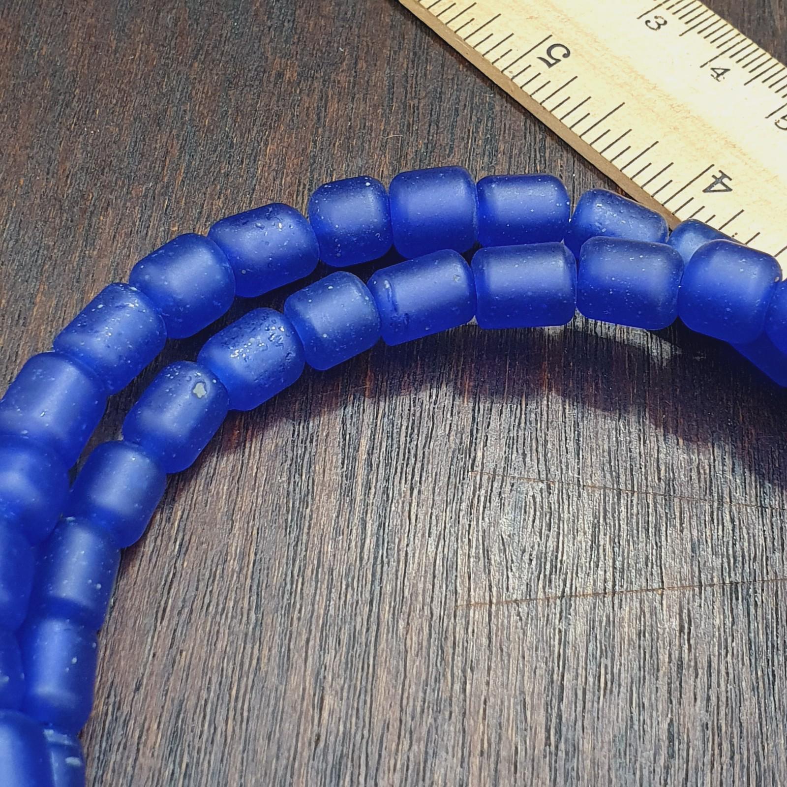 Antique African Blue Glass Beaded Necklace