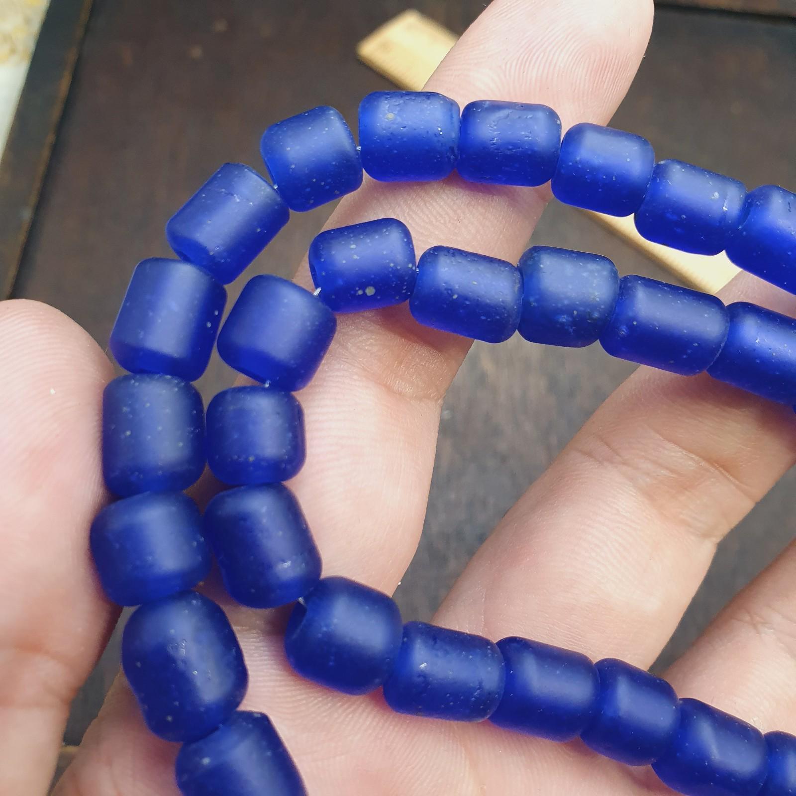 Antique African Blue Glass Beaded Necklace