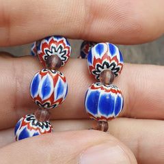 Blue chevron beads 9mm 6 layers chevron glass beaded necklace gift