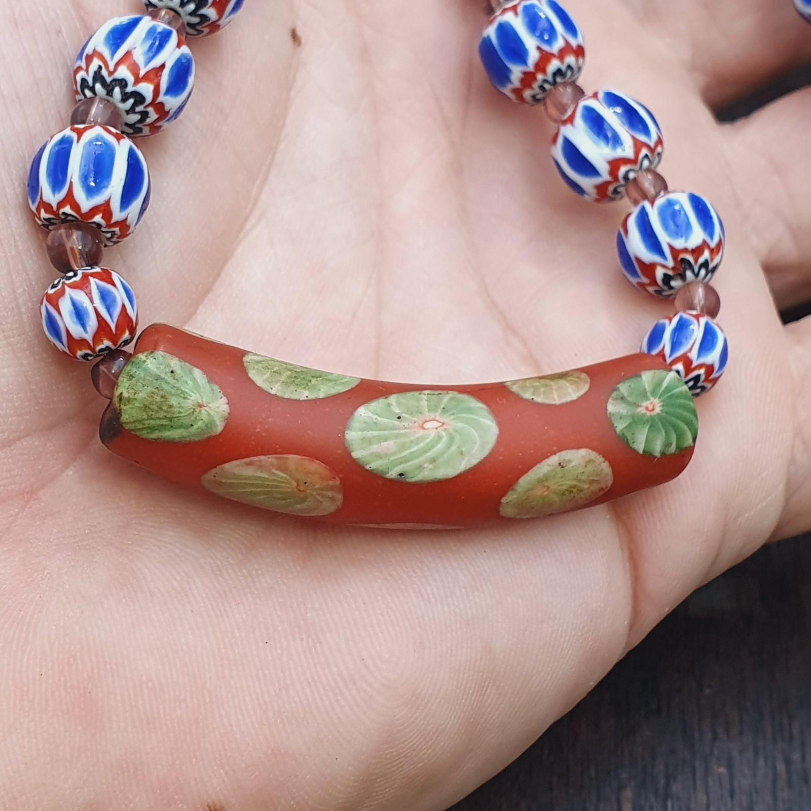 Blue chevron beads 9mm 6 layers chevron glass beaded necklace gift