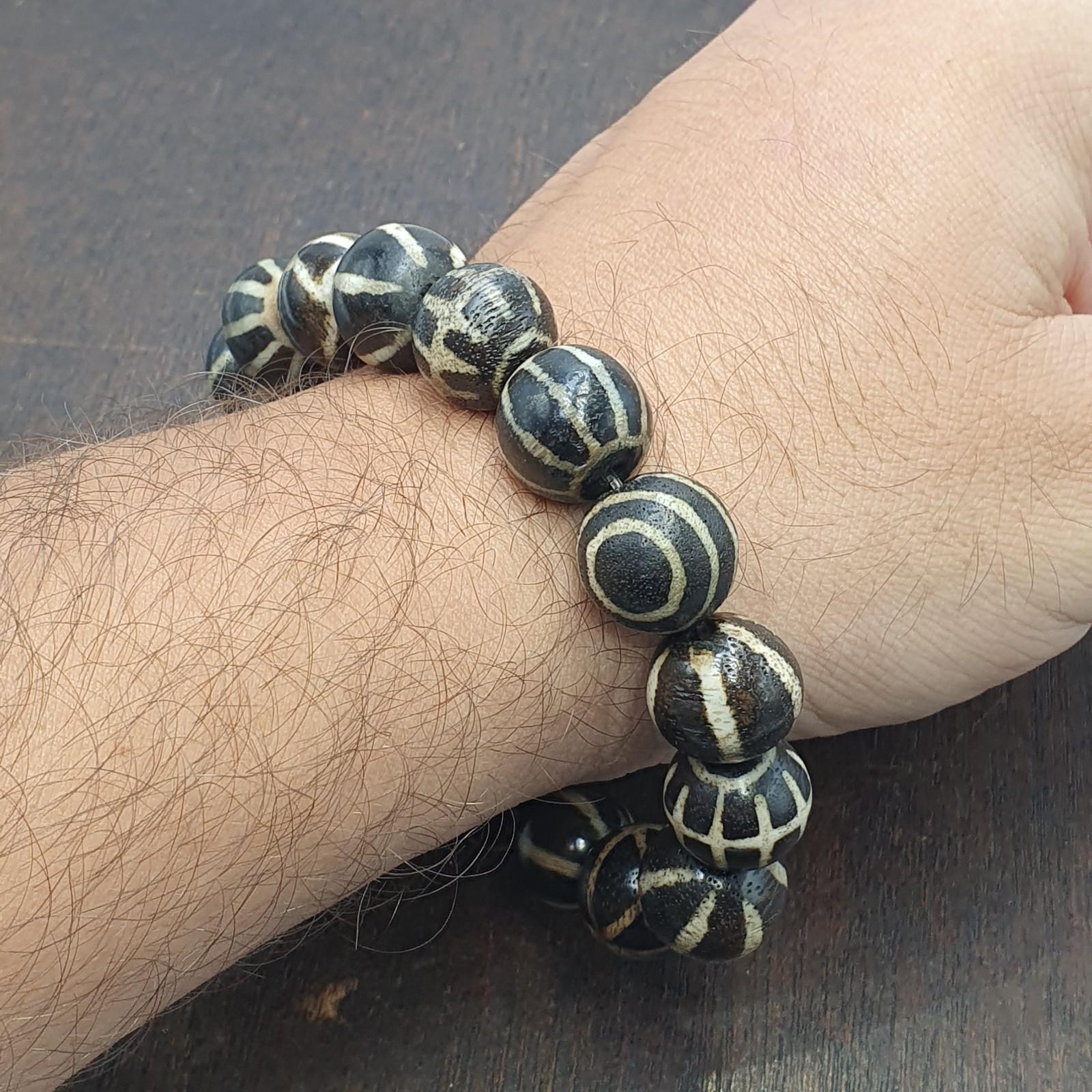 Burmese Pumtek Bead Bracelet, Ancient Tribal Jewelry