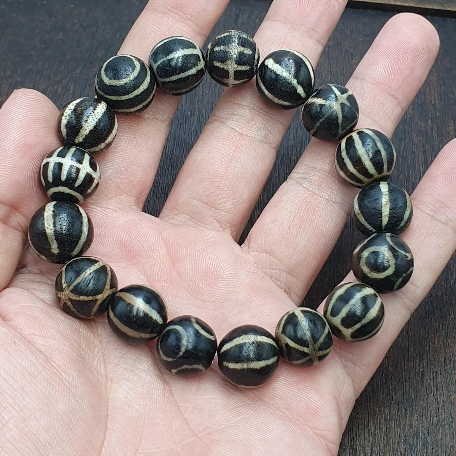 Burmese Pumtek Bead Bracelet, Ancient Tribal Jewelry