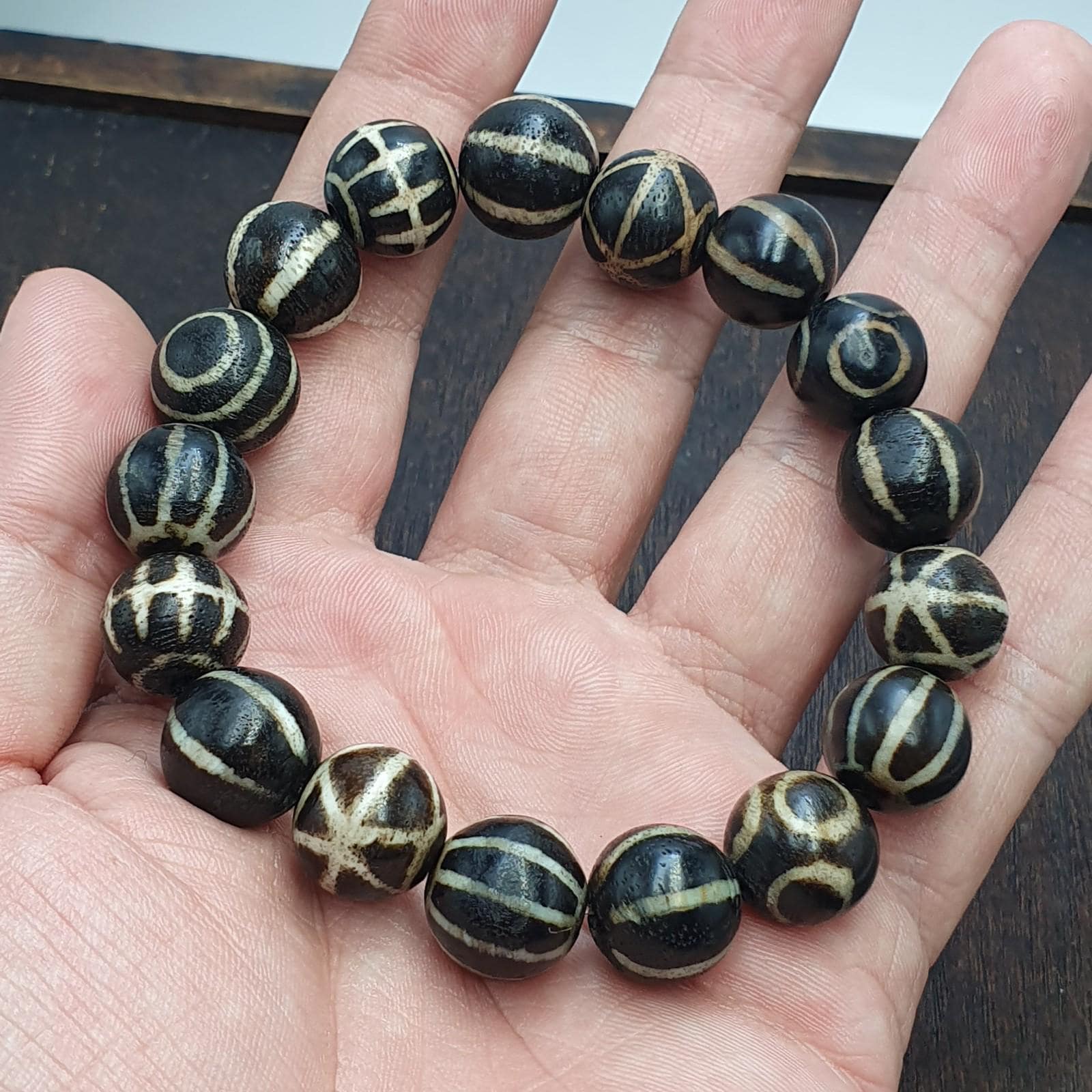 Burmese Pumtek Bead Bracelet, Ancient Tribal Jewelry