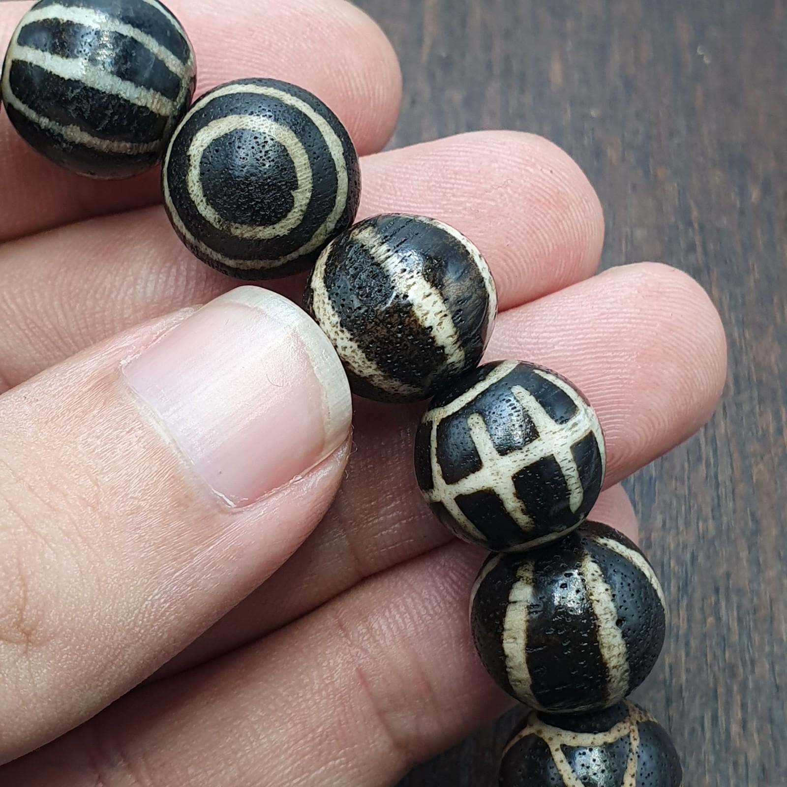 Burmese Pumtek Bead Bracelet, Ancient Tribal Jewelry