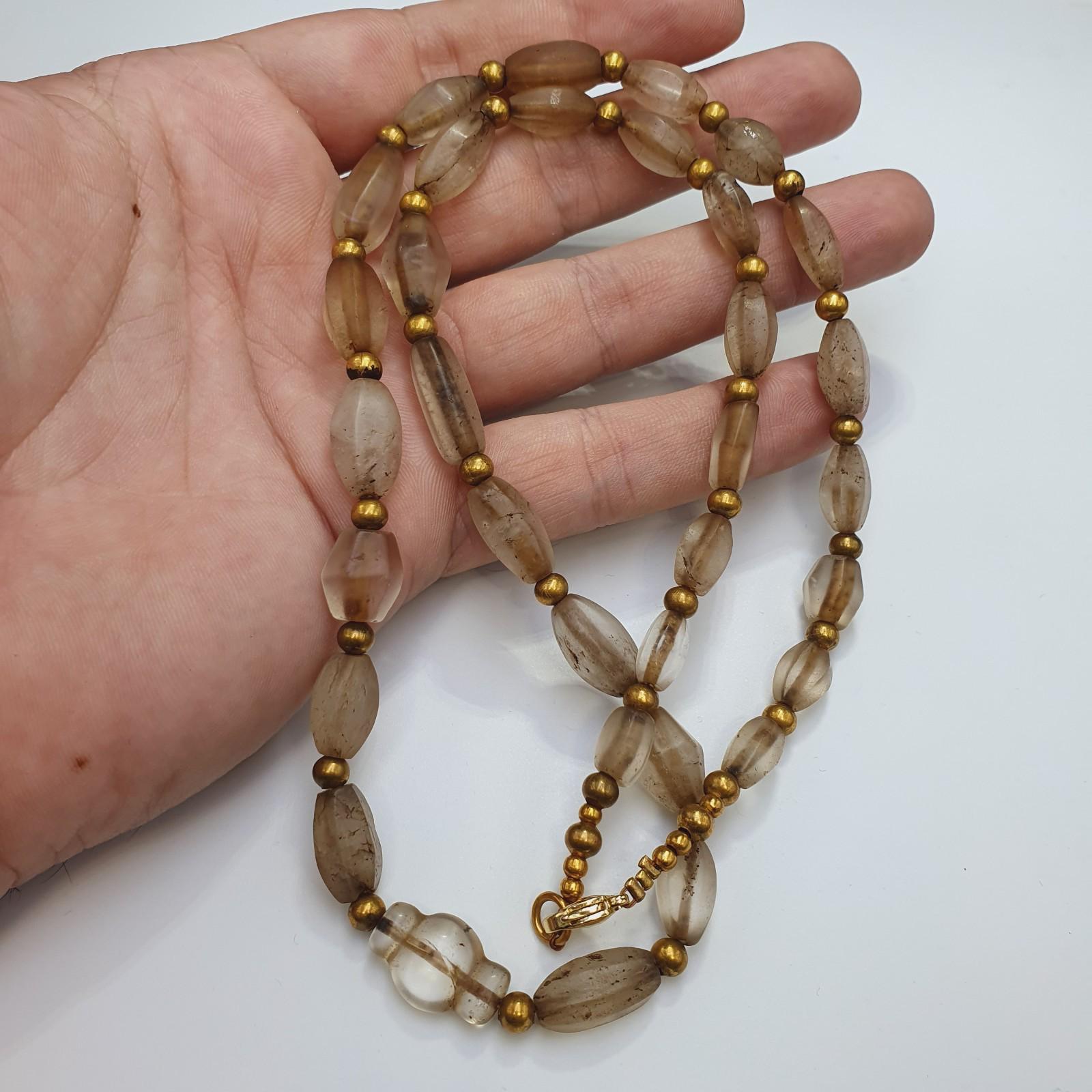 Tibetan antique himalayan crystal quartz rosary necklace spiritual healing beads