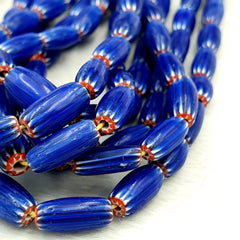 3 vintage blue chevron beads venetian african style 13.5mmx7mm beads long strand
