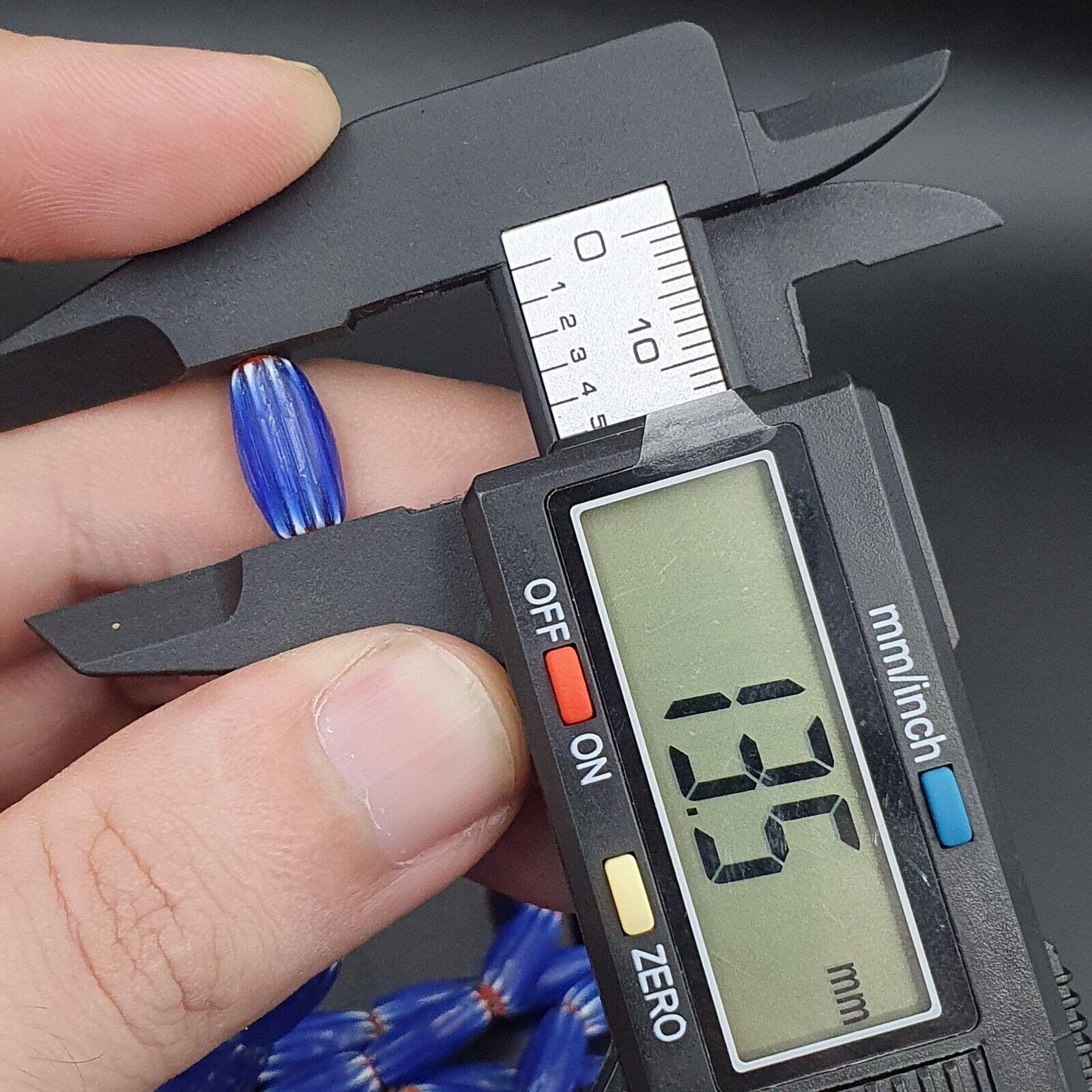 3 vintage blue chevron beads venetian african style 13.5mmx7mm beads long strand