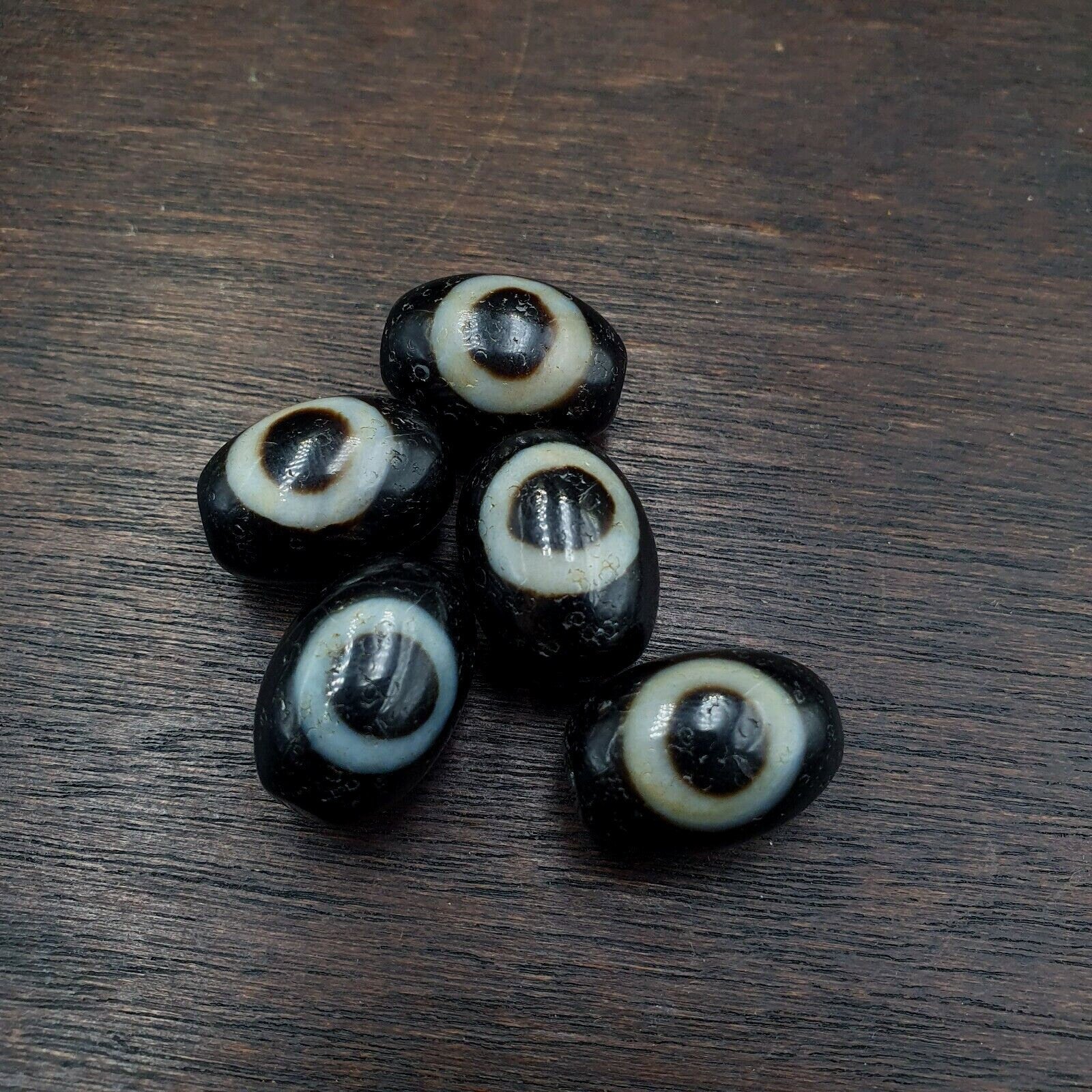 Lot 5 old antique himalayan tibetan dragon 1 eye dzi amulet bead #my5