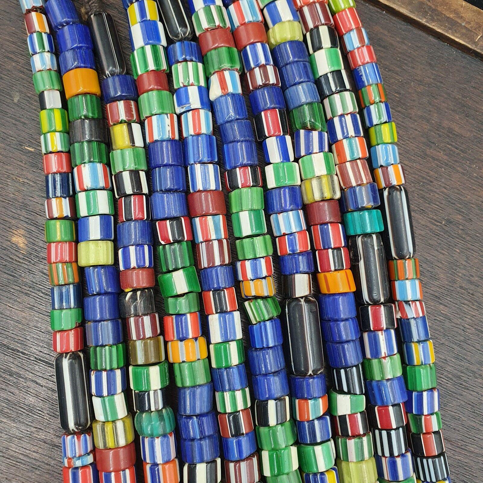 Vintage venetian style chevron trade beads necklace