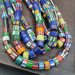 Vintage venetian style chevron trade beads necklace