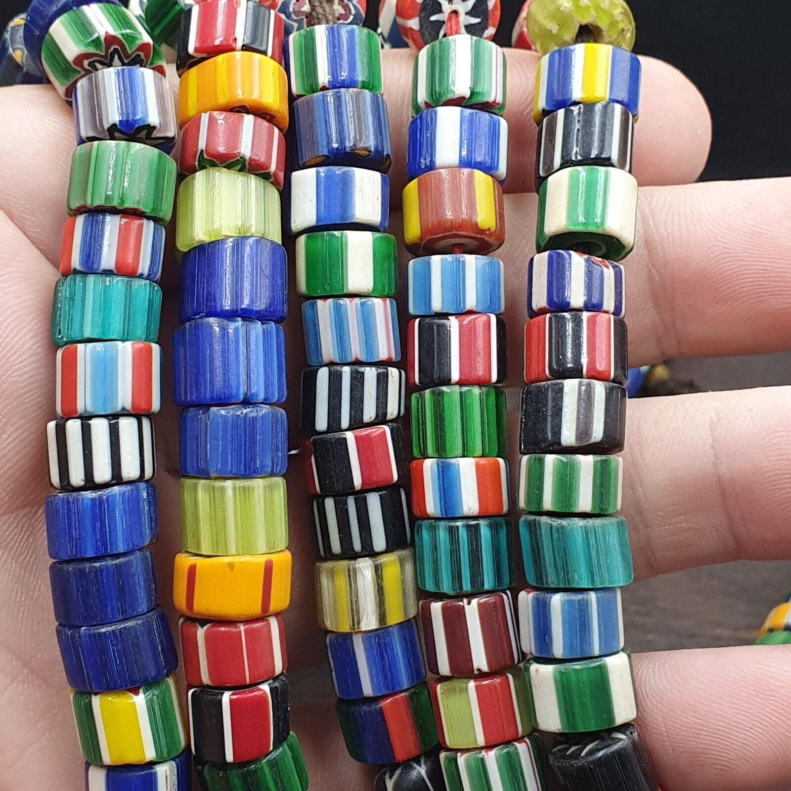 Vintage venetian style chevron trade beads necklace