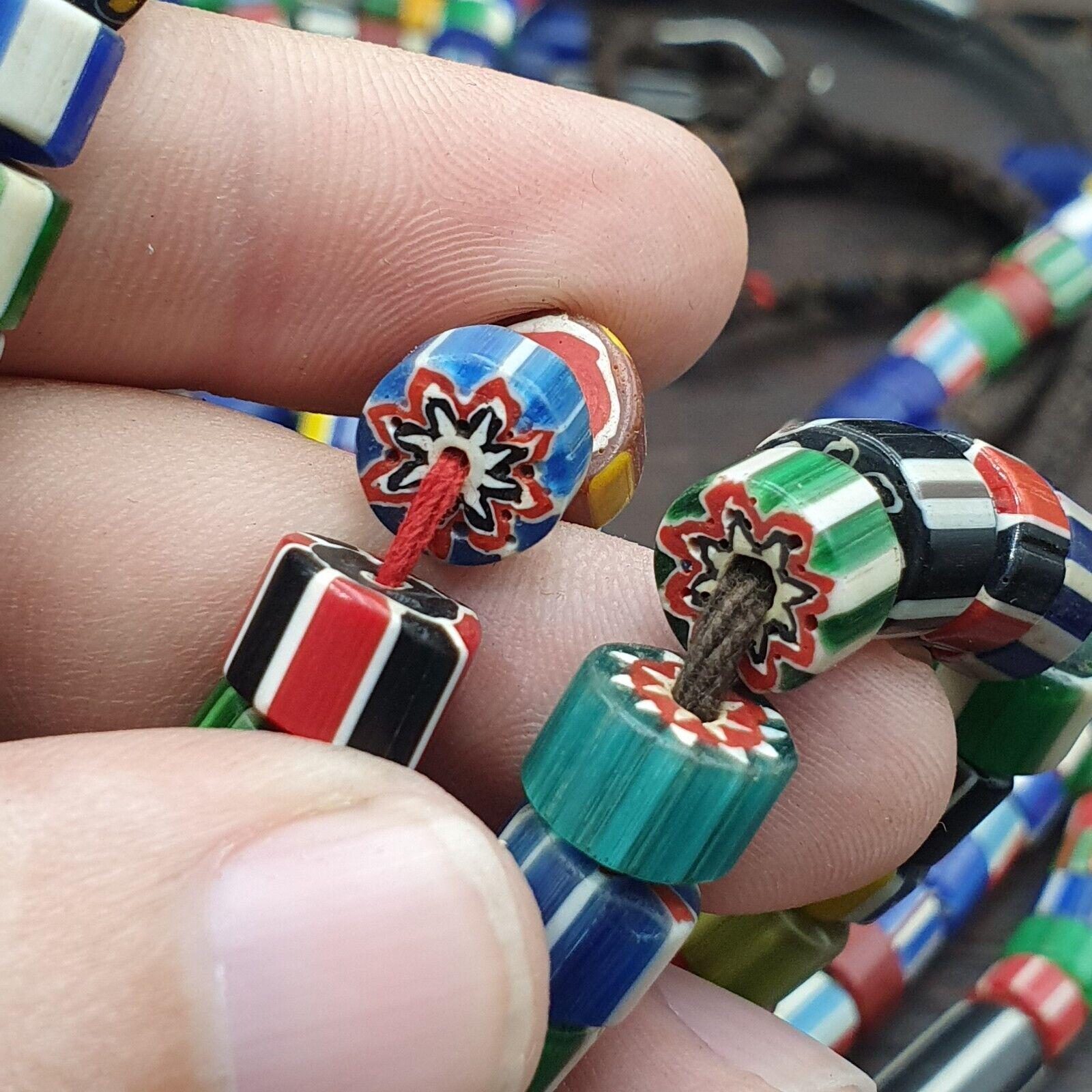 Vintage venetian style chevron trade beads necklace