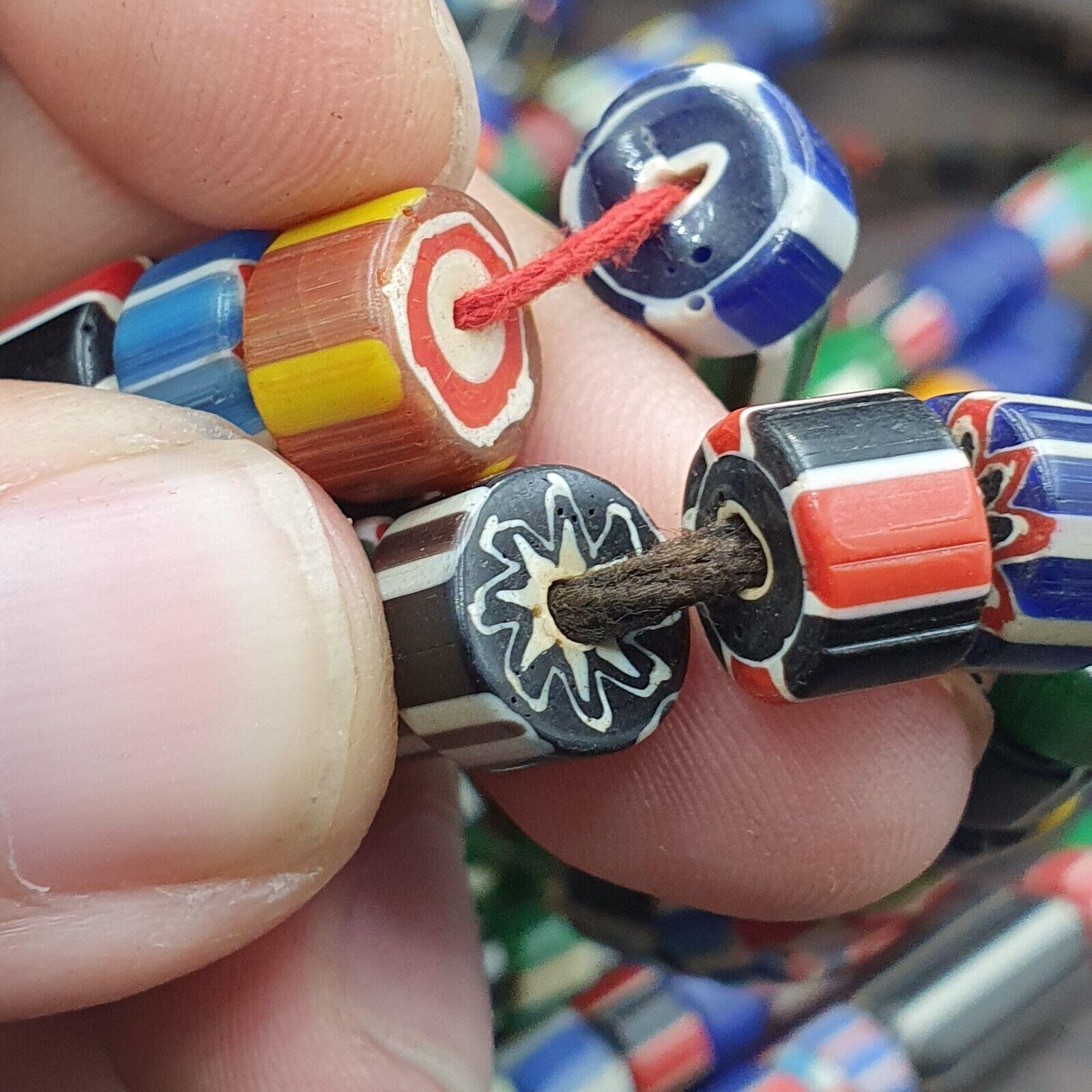 Vintage venetian style chevron trade beads necklace