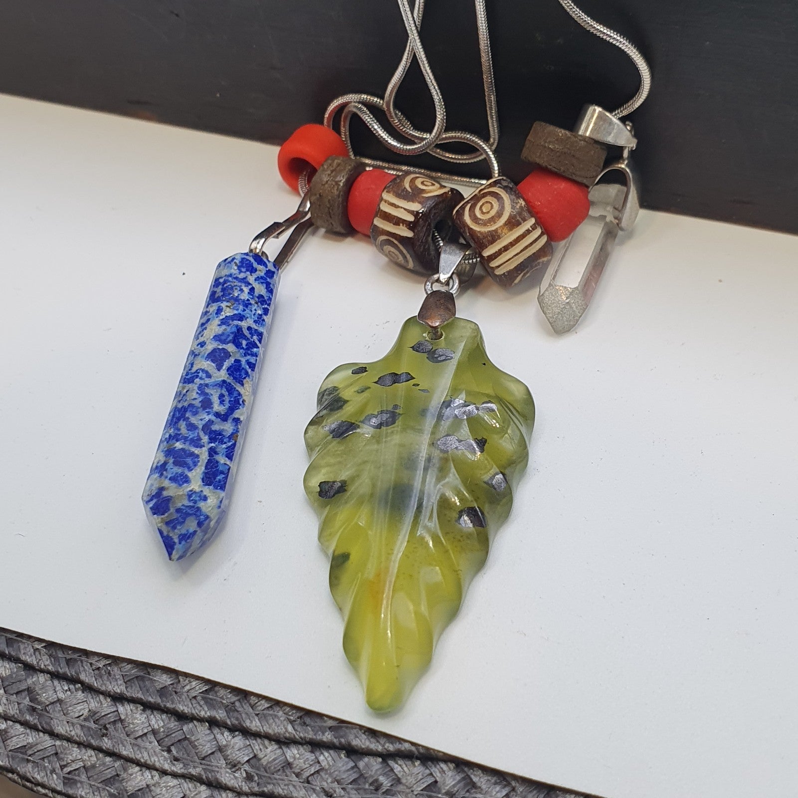 Amazing Pendants Lapis lazuli, Jade, Quartz hand carved Pendants necklace