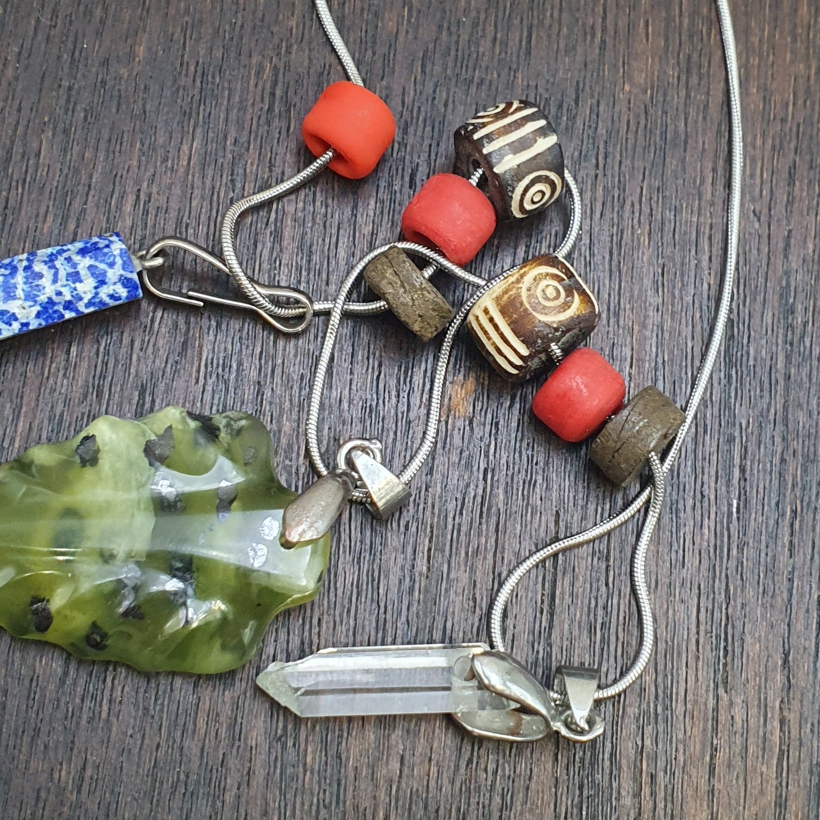 Amazing Pendants Lapis lazuli, Jade, Quartz hand carved Pendants necklace