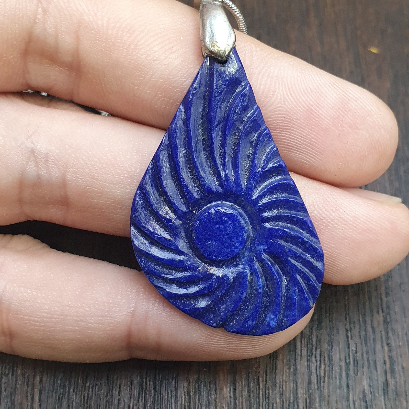 Lapis lazuli hand carved Pendant necklace