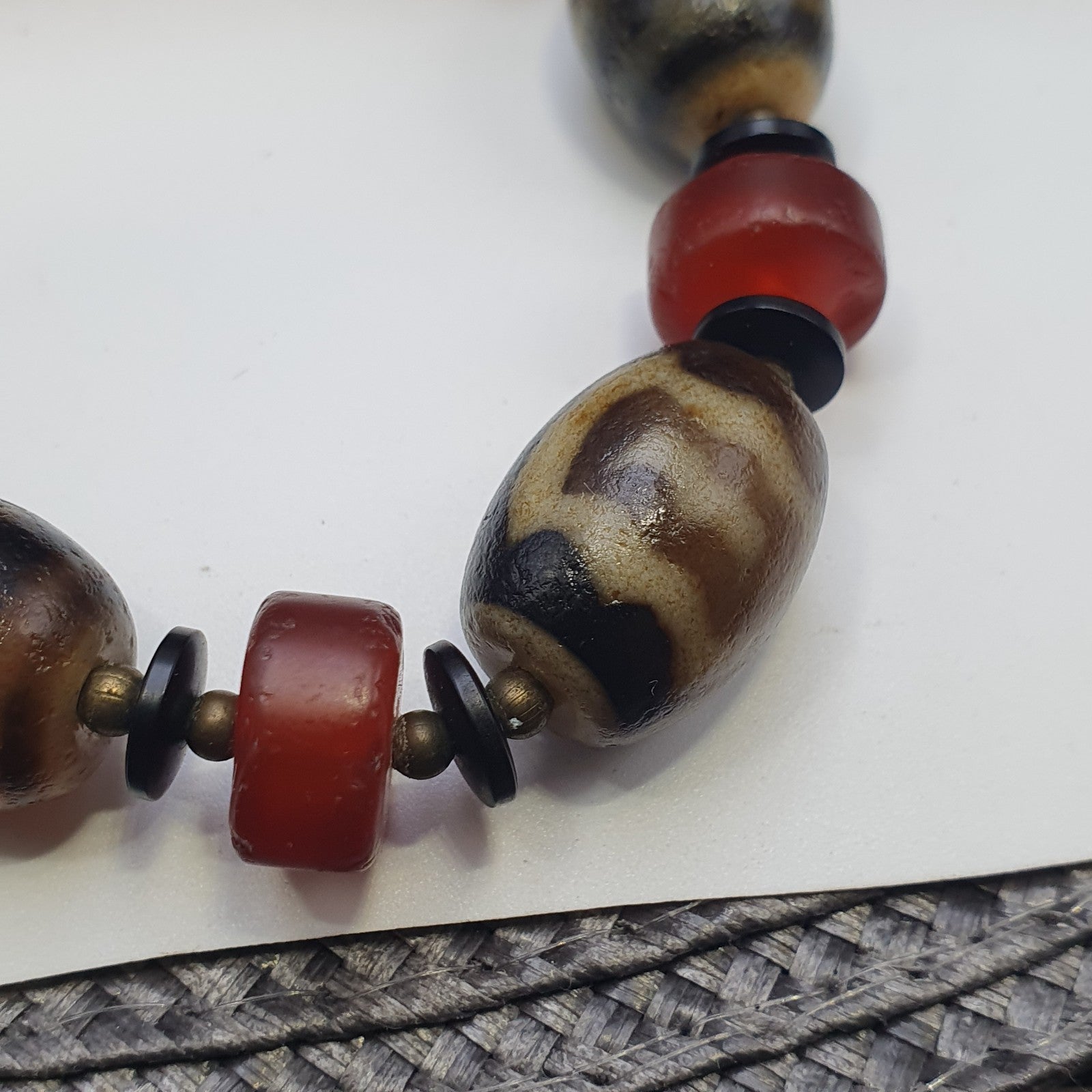 Tibetan dzi beads & Carnelian Beads old amulet Agate Vintage Tibet Bracelet