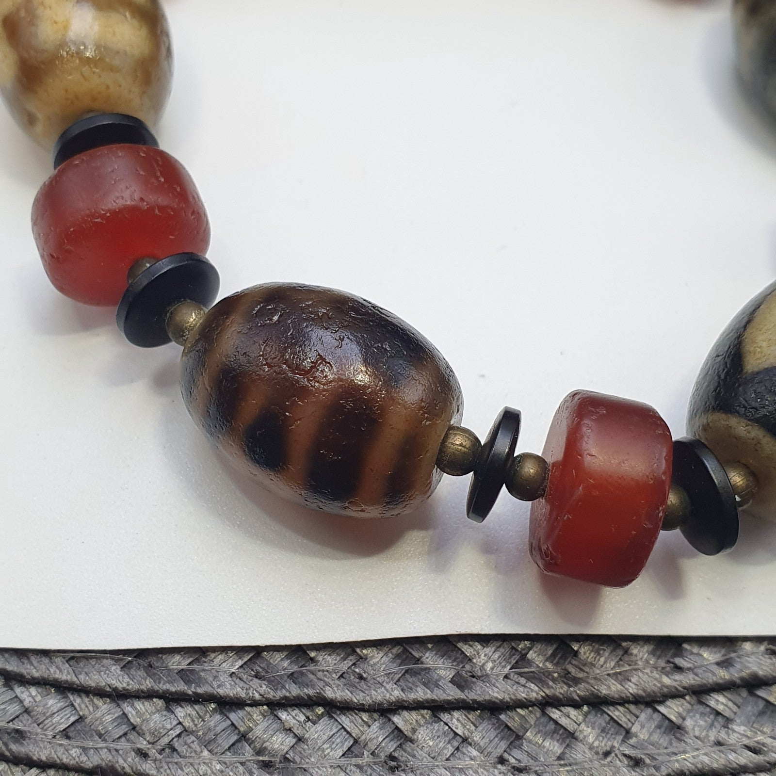 Tibetan dzi beads & Carnelian Beads old amulet Agate Vintage Tibet Bracelet