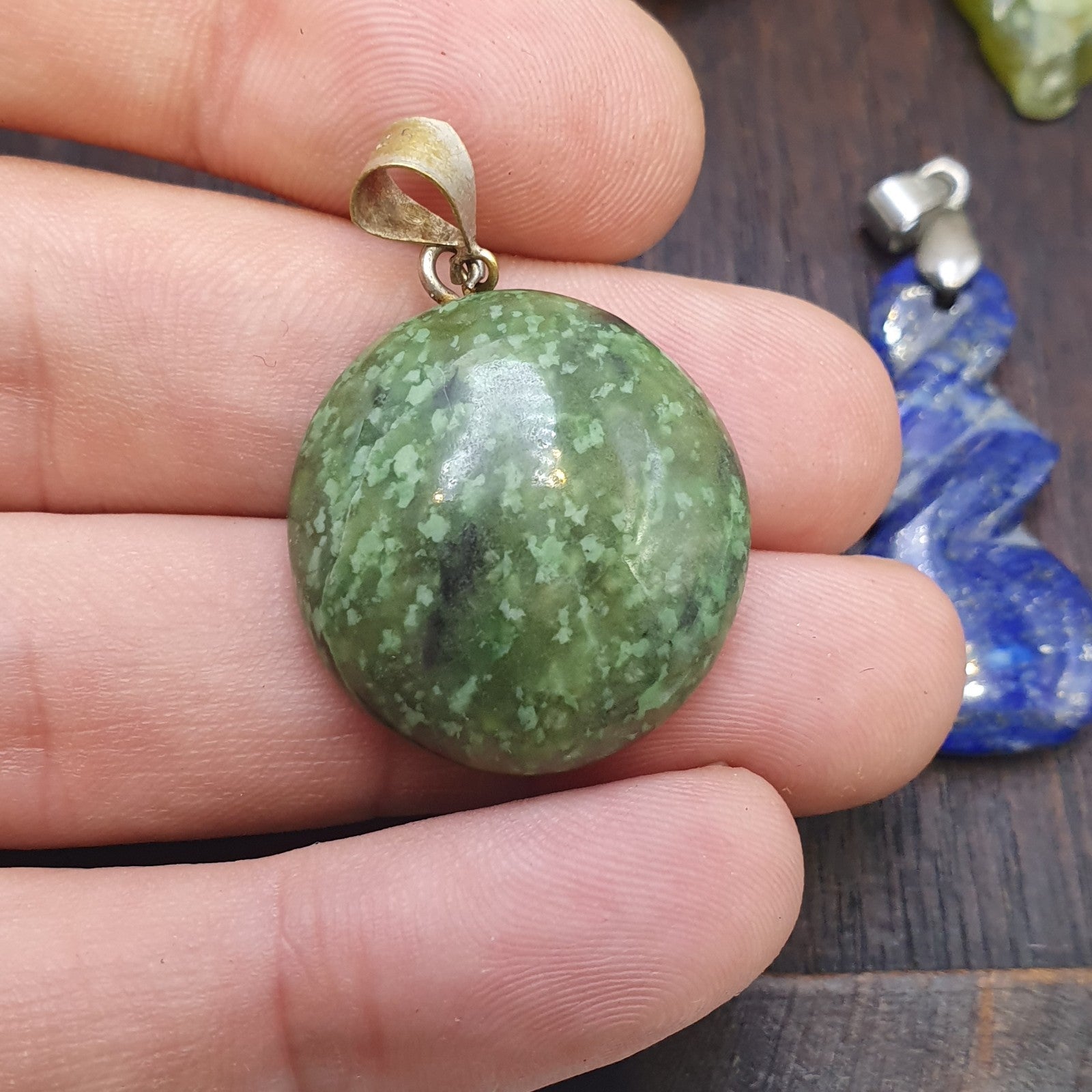 Lot 8 Pendants Lapis lazuli, Jade, jasper, hand carved Pendants necklace