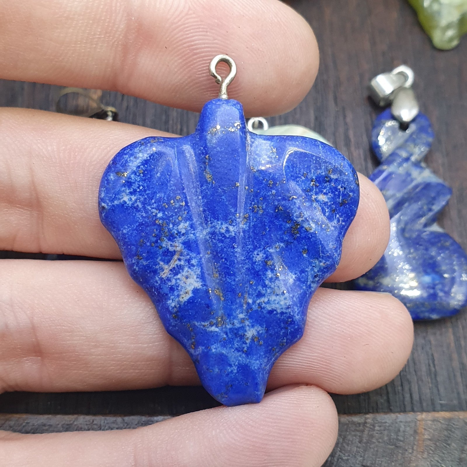 Lot 8 Pendants Lapis lazuli, Jade, jasper, hand carved Pendants necklace