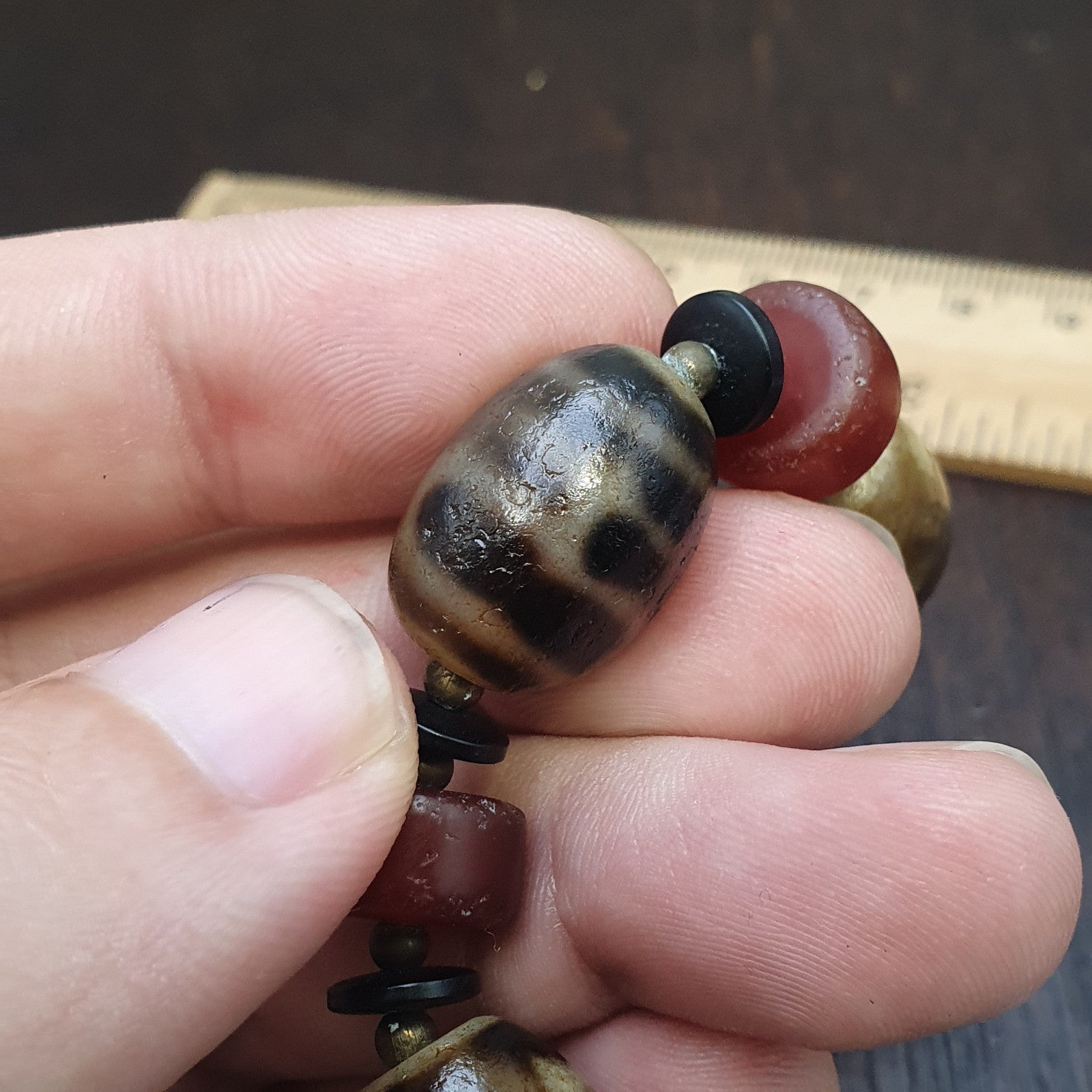 Tibetan dzi beads & Carnelian Beads old amulet Agate Vintage Tibet Bracelet