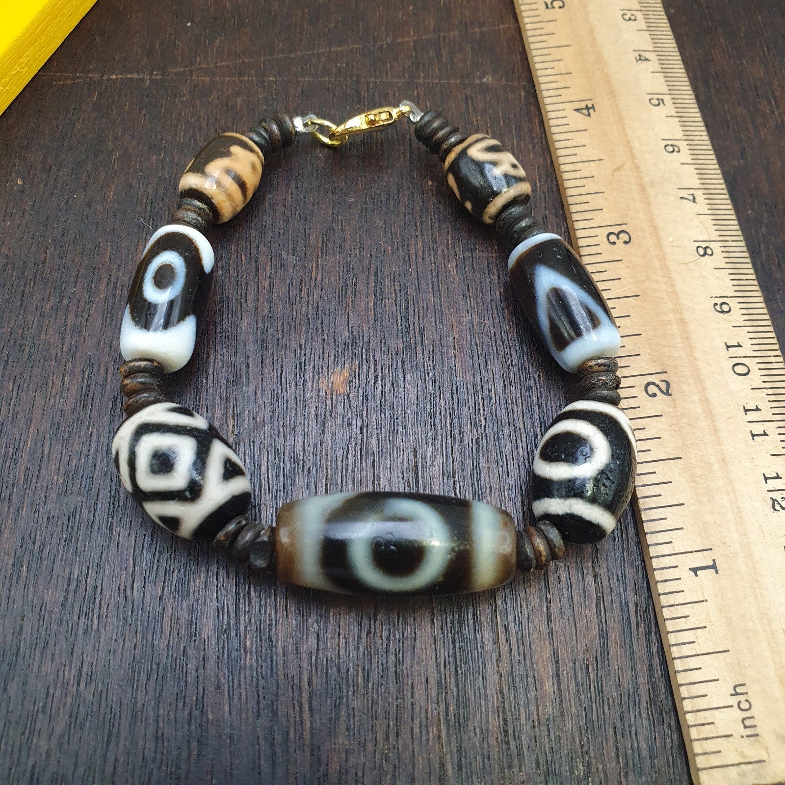 Tibetan Old Agate Dzi Beads Protective  Bracelets Amulet Pendant