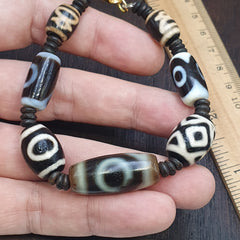 Tibetan Old Agate Dzi Beads Protective  Bracelets Amulet Pendant
