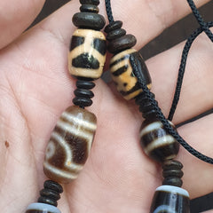 Lot 7 Unique Patterns Tibetan Old  Agate Dzi Eye Beads Protective Amulet Pendant