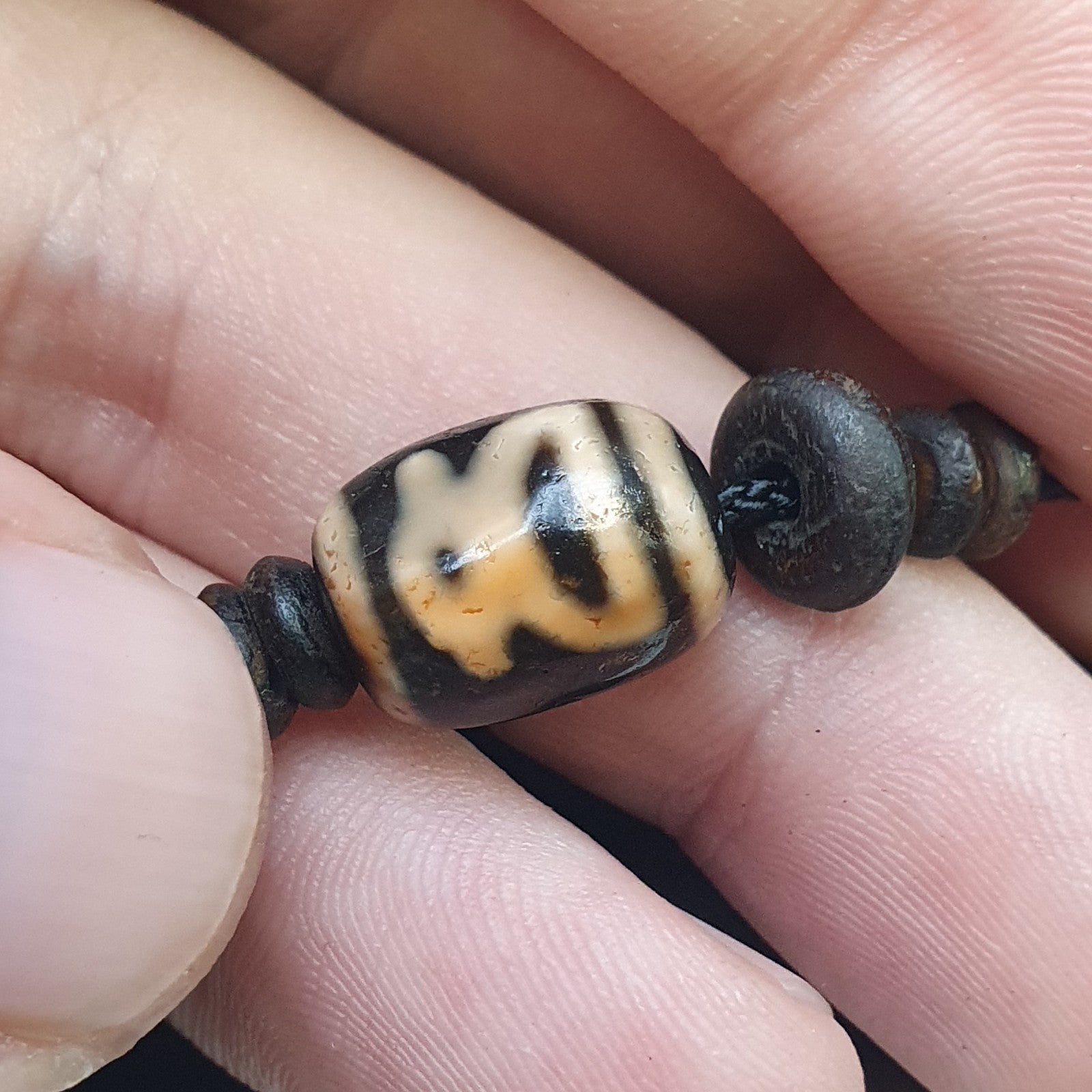 Lot 7 Unique Patterns Tibetan Old  Agate Dzi Eye Beads Protective Amulet Pendant