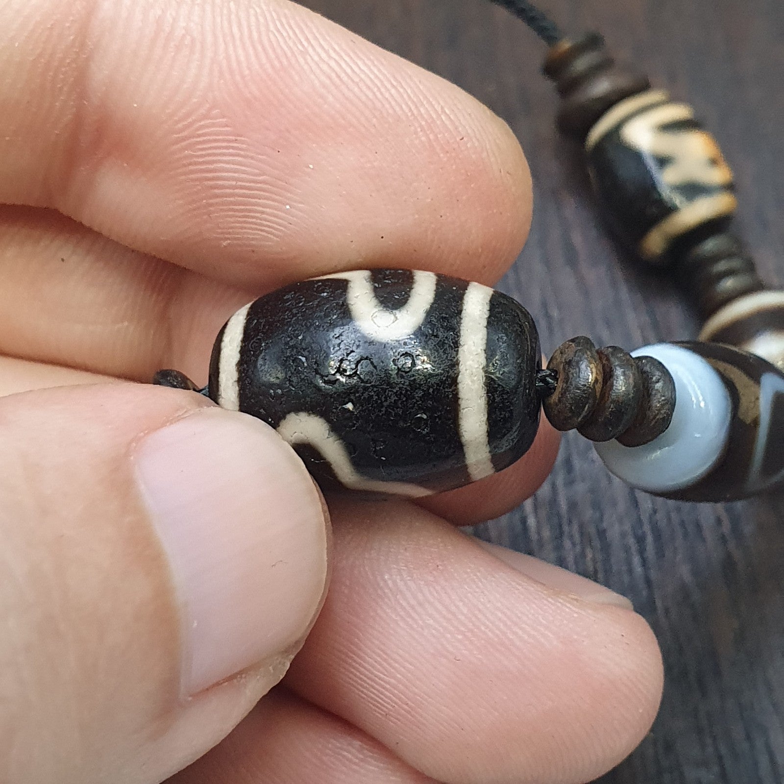Lot 7 Unique Patterns Tibetan Old  Agate Dzi Eye Beads Protective Amulet Pendant