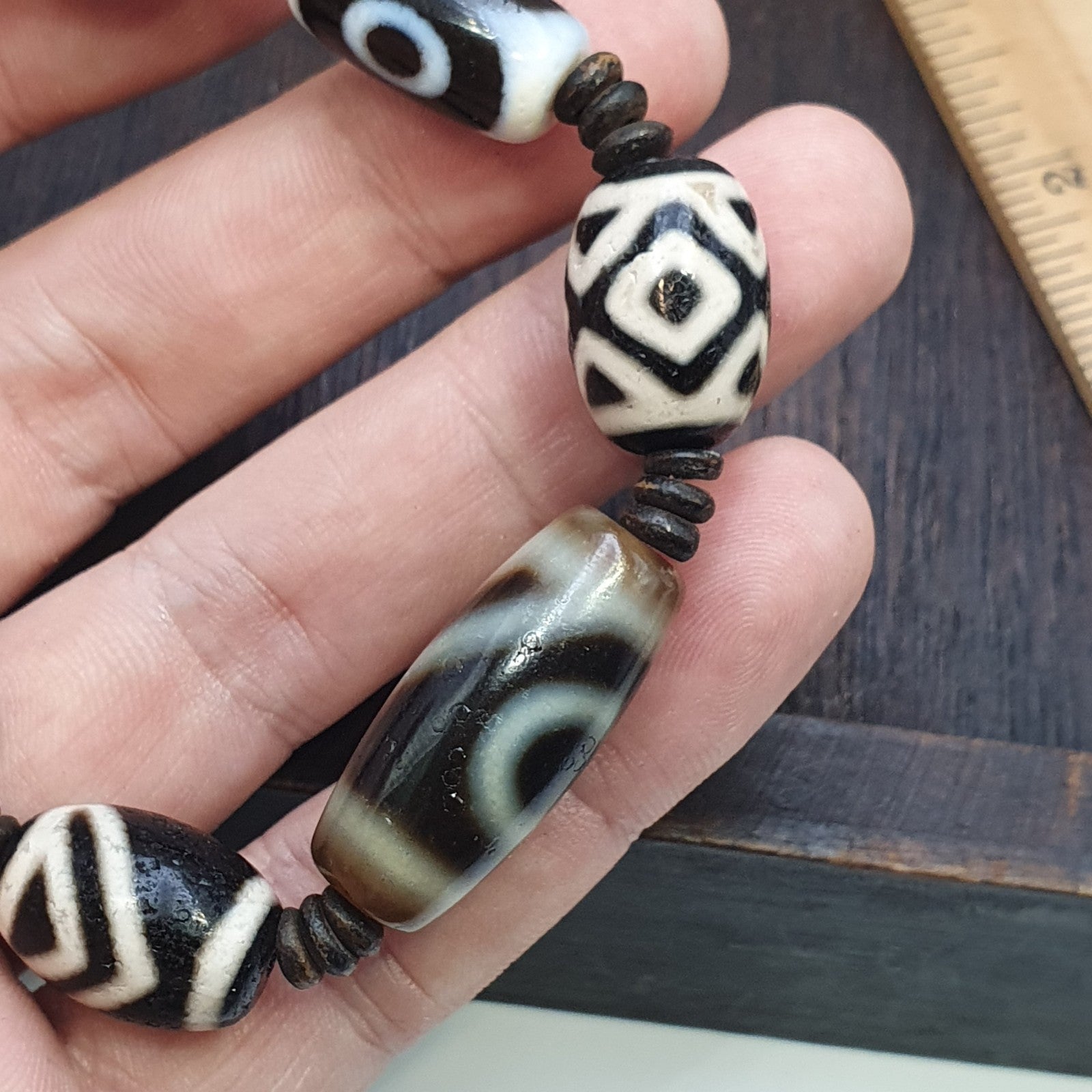 Tibetan Old Agate Dzi Beads Protective  Bracelets Amulet Pendant