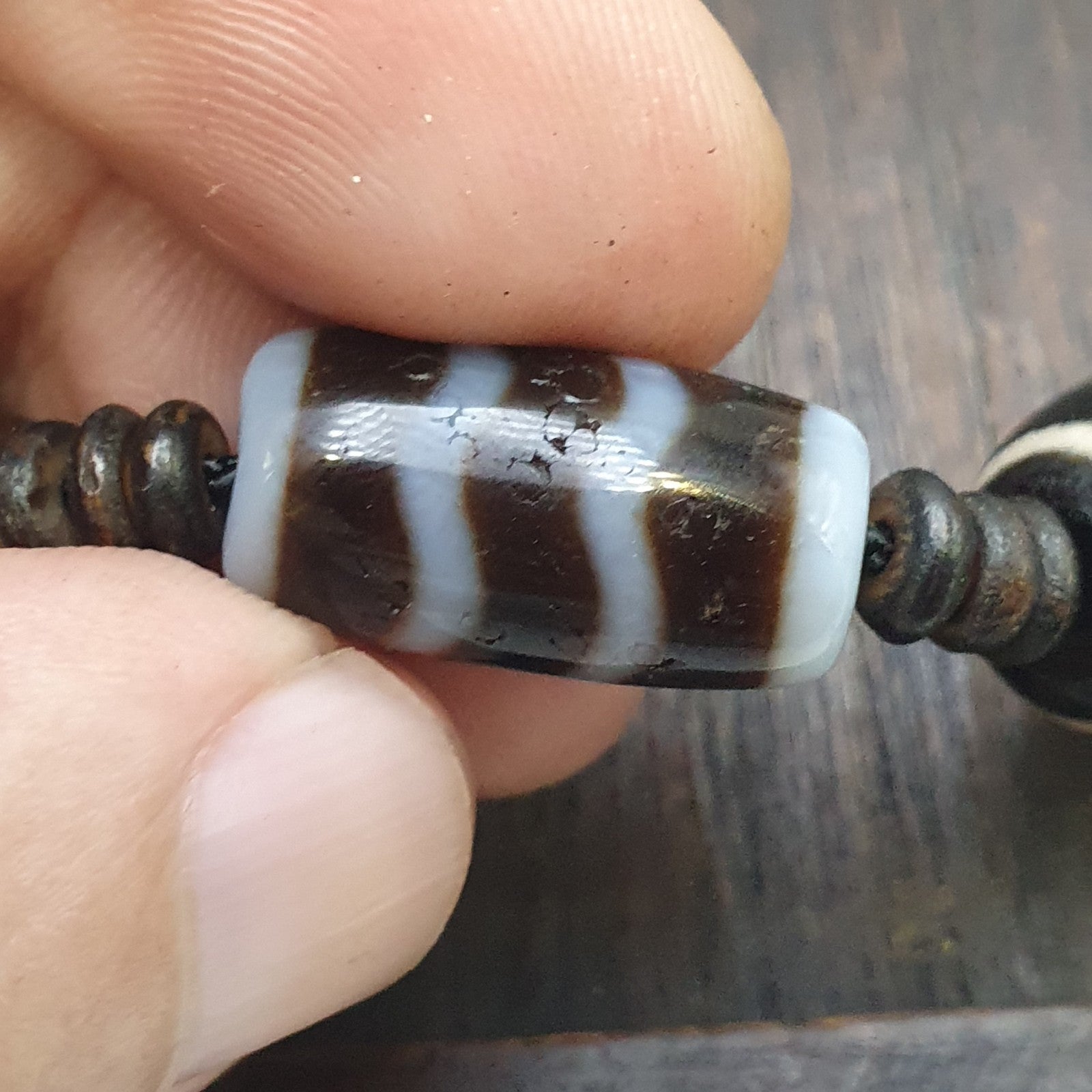 Lot 7 Unique Patterns Tibetan Old  Agate Dzi Eye Beads Protective Amulet Pendant