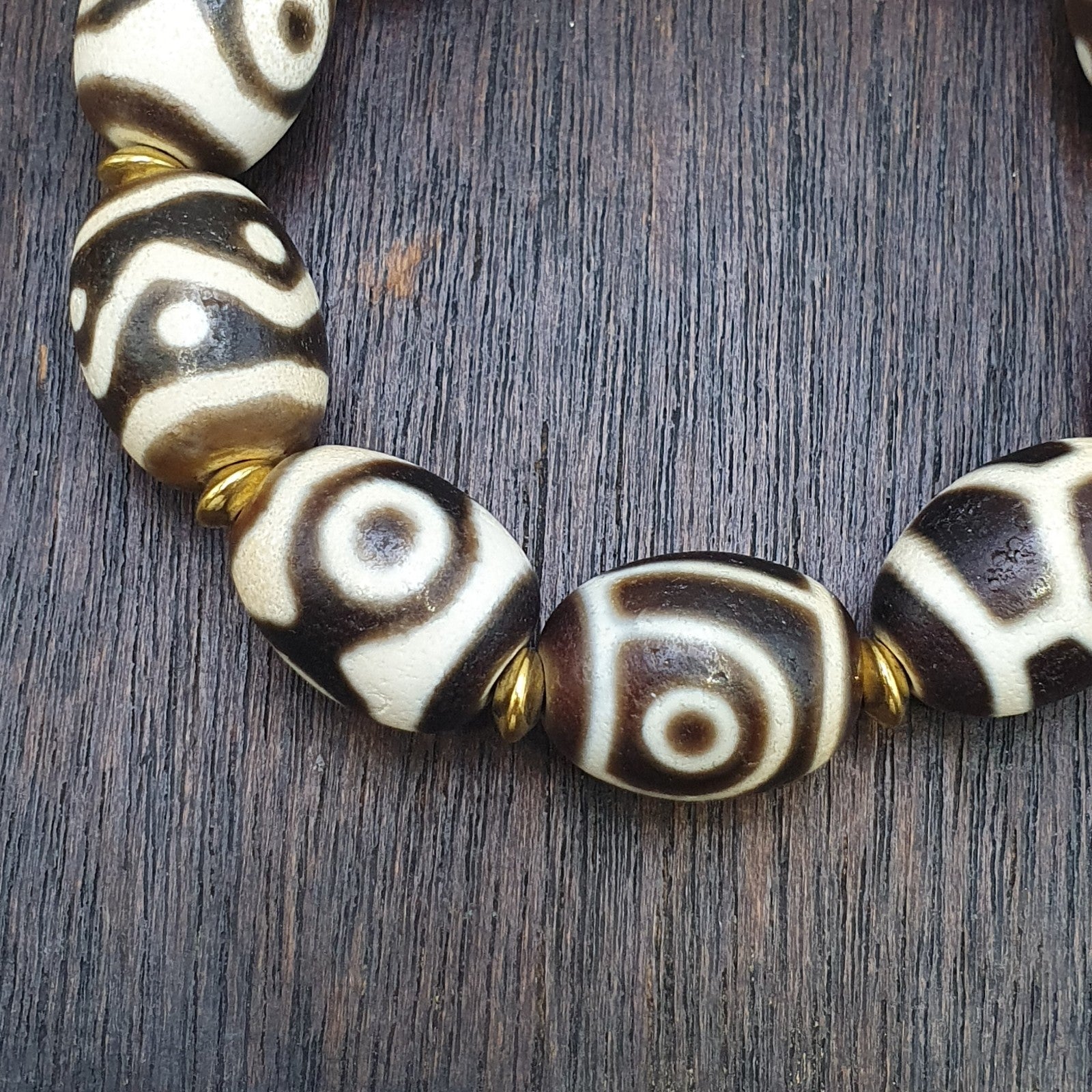 Unique Tibetan Old  Agate Dzi Eye Beads Protective  Bracelets Amulet Pendant