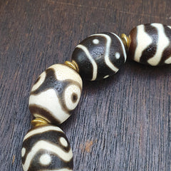 Unique Tibetan Old  Agate Dzi Eye Beads Protective  Bracelets Amulet Pendant