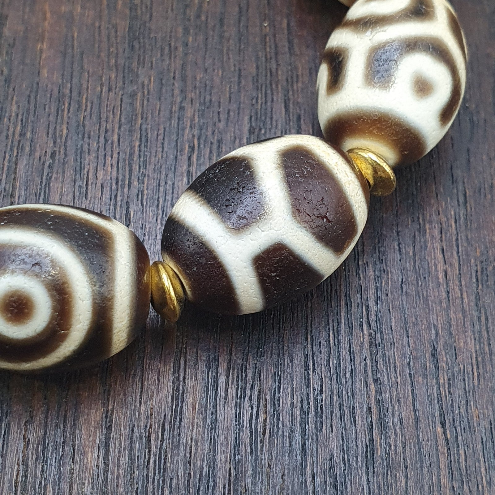 Unique Tibetan Old  Agate Dzi Eye Beads Protective  Bracelets Amulet Pendant