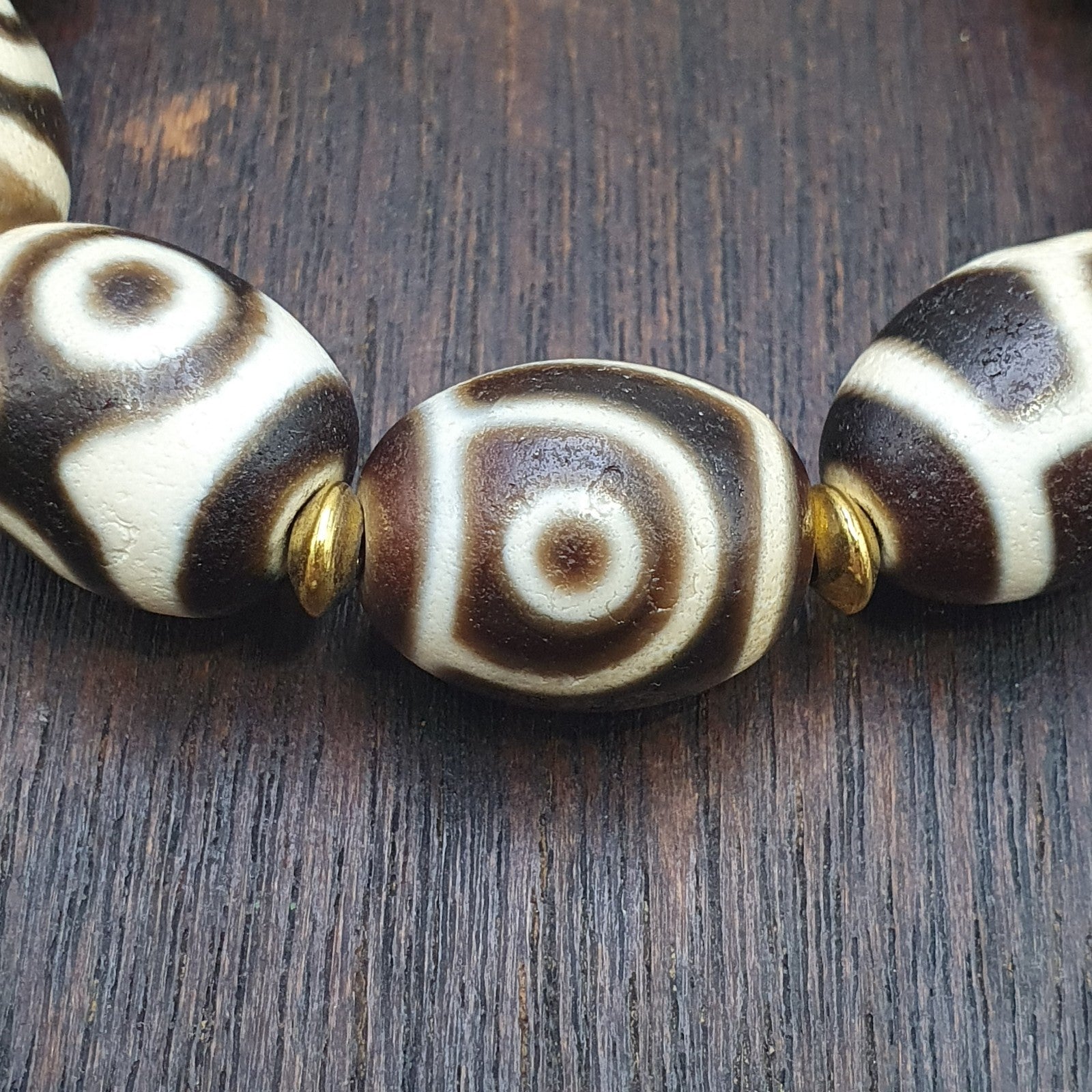 Unique Tibetan Old  Agate Dzi Eye Beads Protective  Bracelets Amulet Pendant