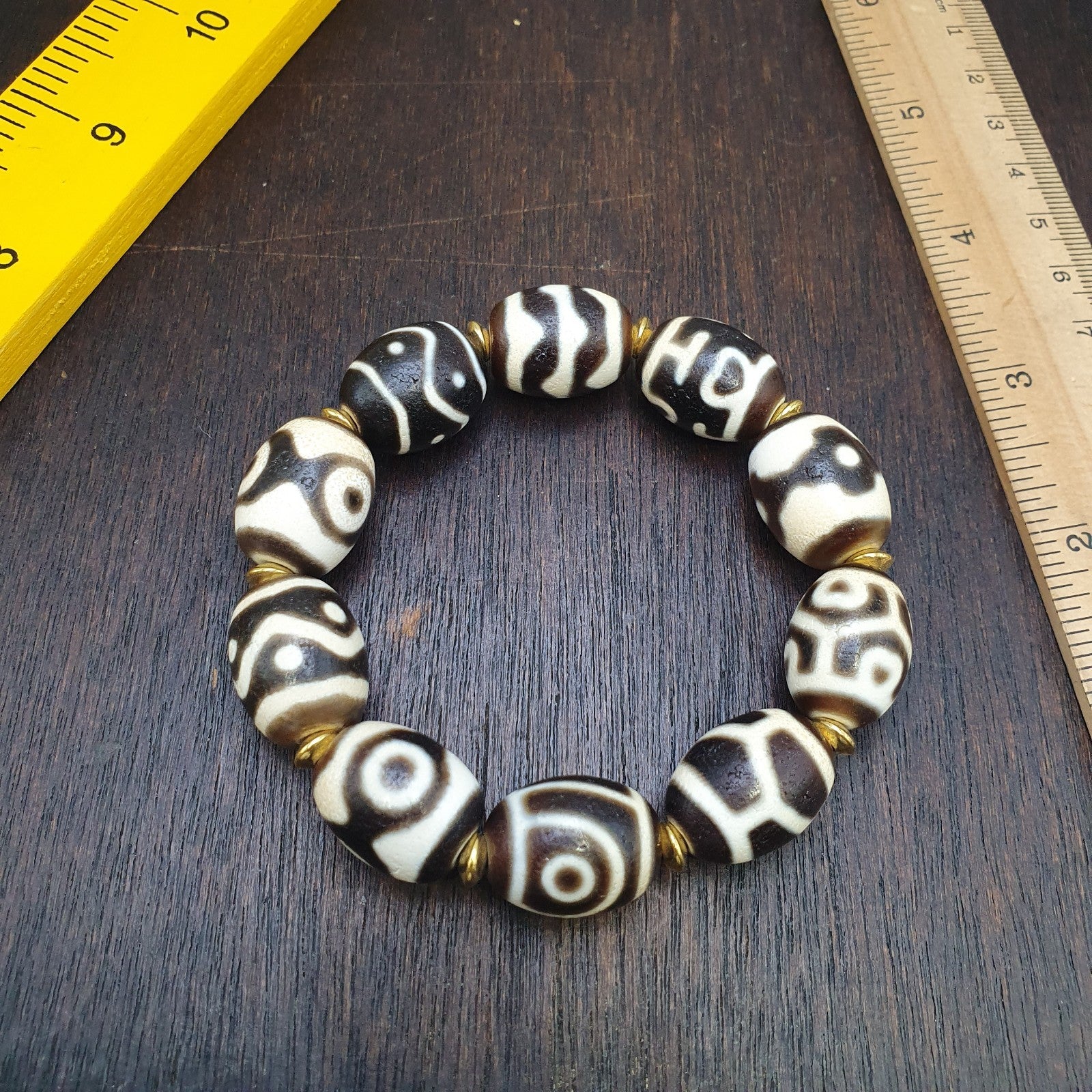 Unique Tibetan Old  Agate Dzi Eye Beads Protective  Bracelets Amulet Pendant