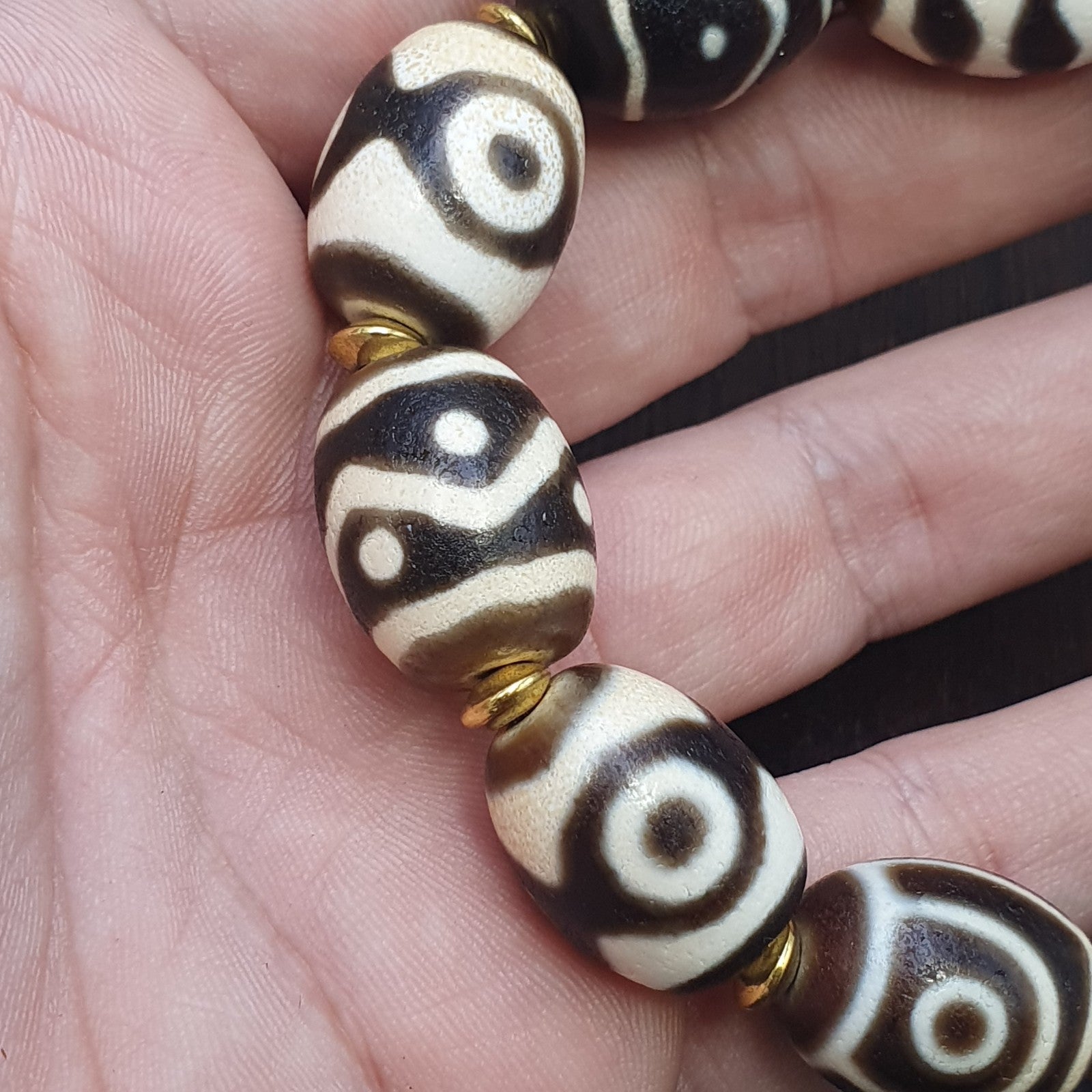 Unique Tibetan Old  Agate Dzi Eye Beads Protective  Bracelets Amulet Pendant