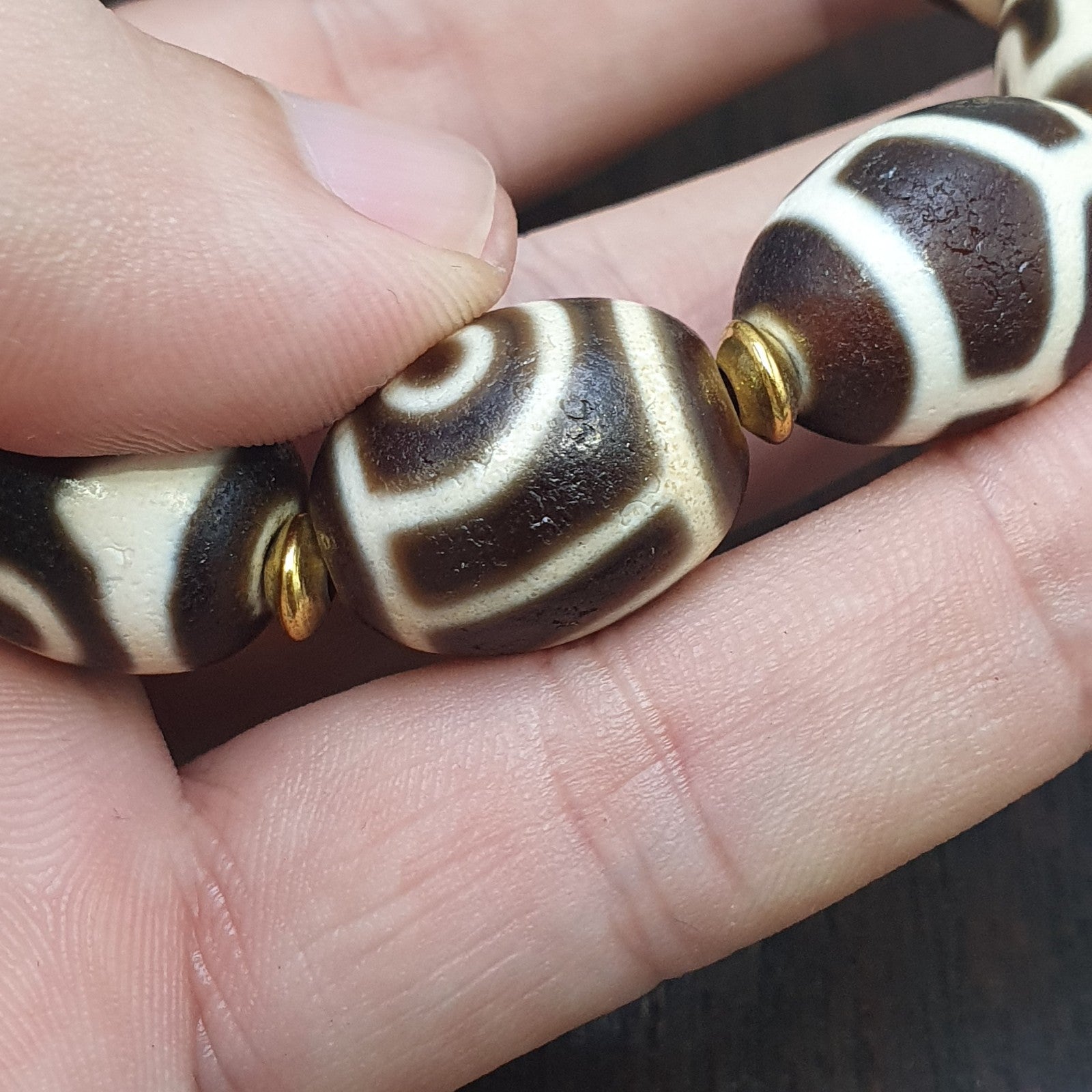 Unique Tibetan Old  Agate Dzi Eye Beads Protective  Bracelets Amulet Pendant
