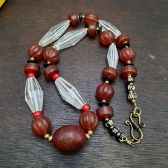 Himalayan Indo Tibetan Agate Carnelian Himalayan Crystal quartz  Amulet Necklace