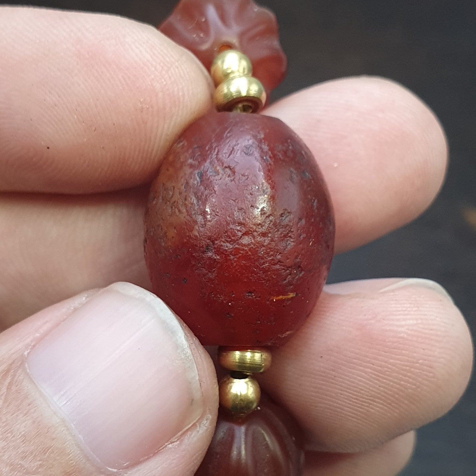 Himalayan Indo Tibetan Agate Carnelian Himalayan Crystal quartz  Amulet Necklace