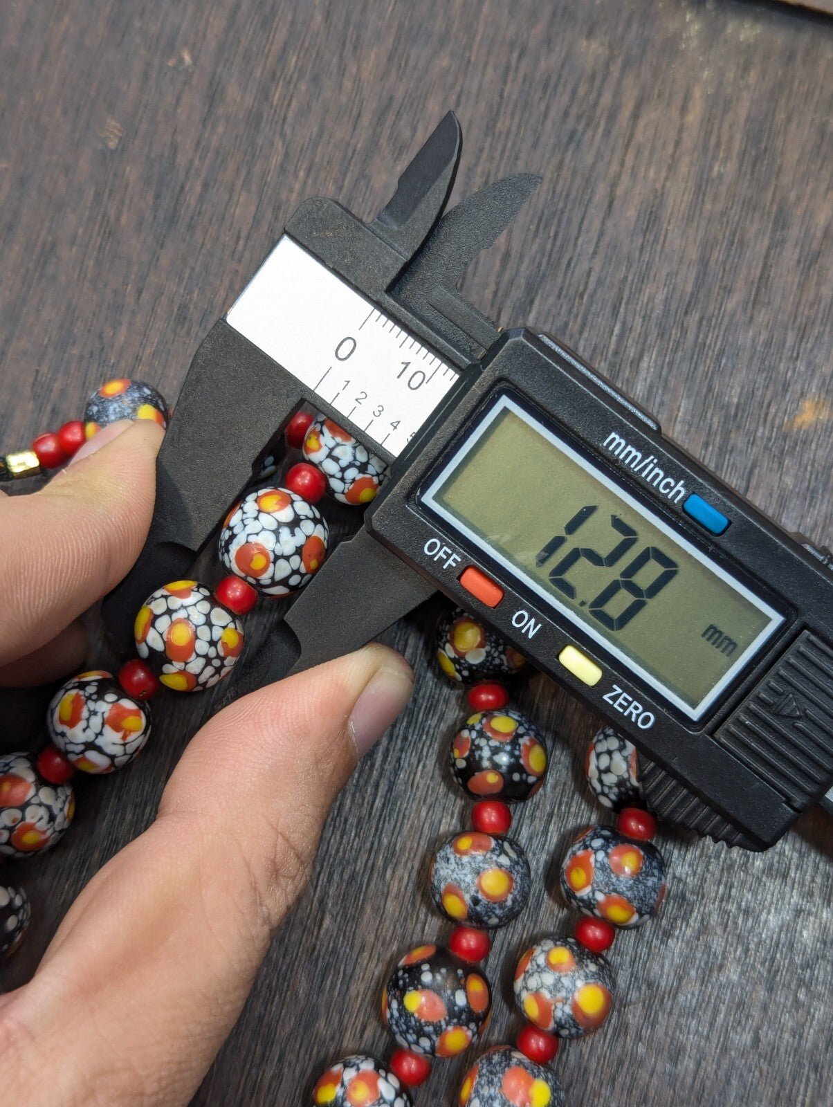 Vintage Venetian Red White Heart and Eyes Art Glass Bead Necklace