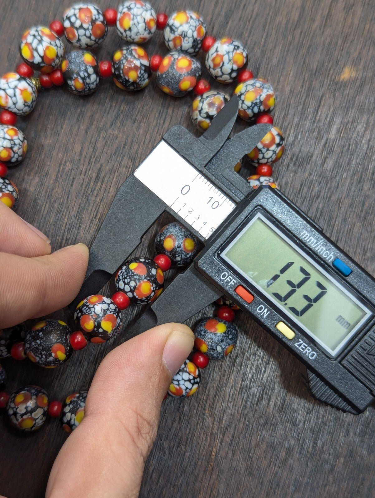 Vintage Venetian Red White Heart and Eyes Art Glass Bead Necklace