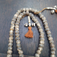 Vintage Himalayan Inscripted Spells on Yak Bone 108 BEADS ROSARY Mala TB-B33